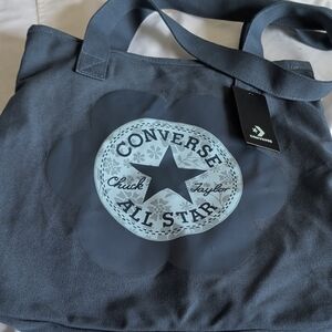 Converse Dark Gray Canvas Tote with Floral Logo
